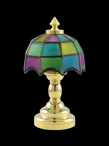 LED  Battery Tiffany Brass Table Lamp with Wand CR1632 Battery Included, 3 Volt